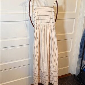 100% Cotton Striped Maxi Sundress Open Back Smocked Spaghetti Strap Coquette M
